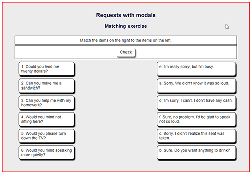 my text matching exercise