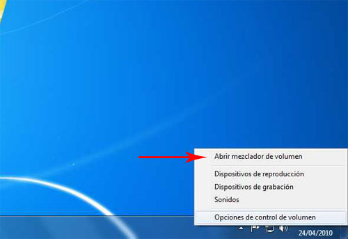 Icono de sonido en Windows 7