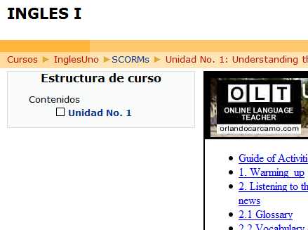 Mi objeto Scorm en mi curso virtual basado en Moodle